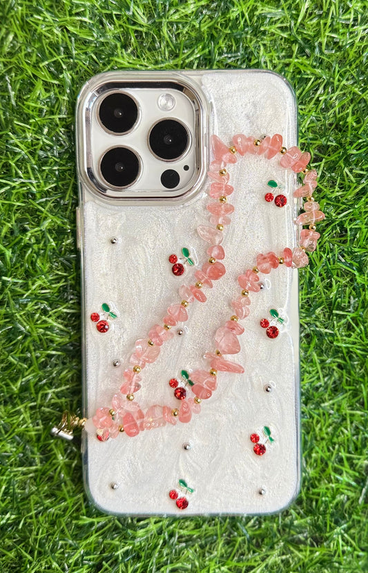 Strawberry Quartz Crystal Phone Wrist Strap