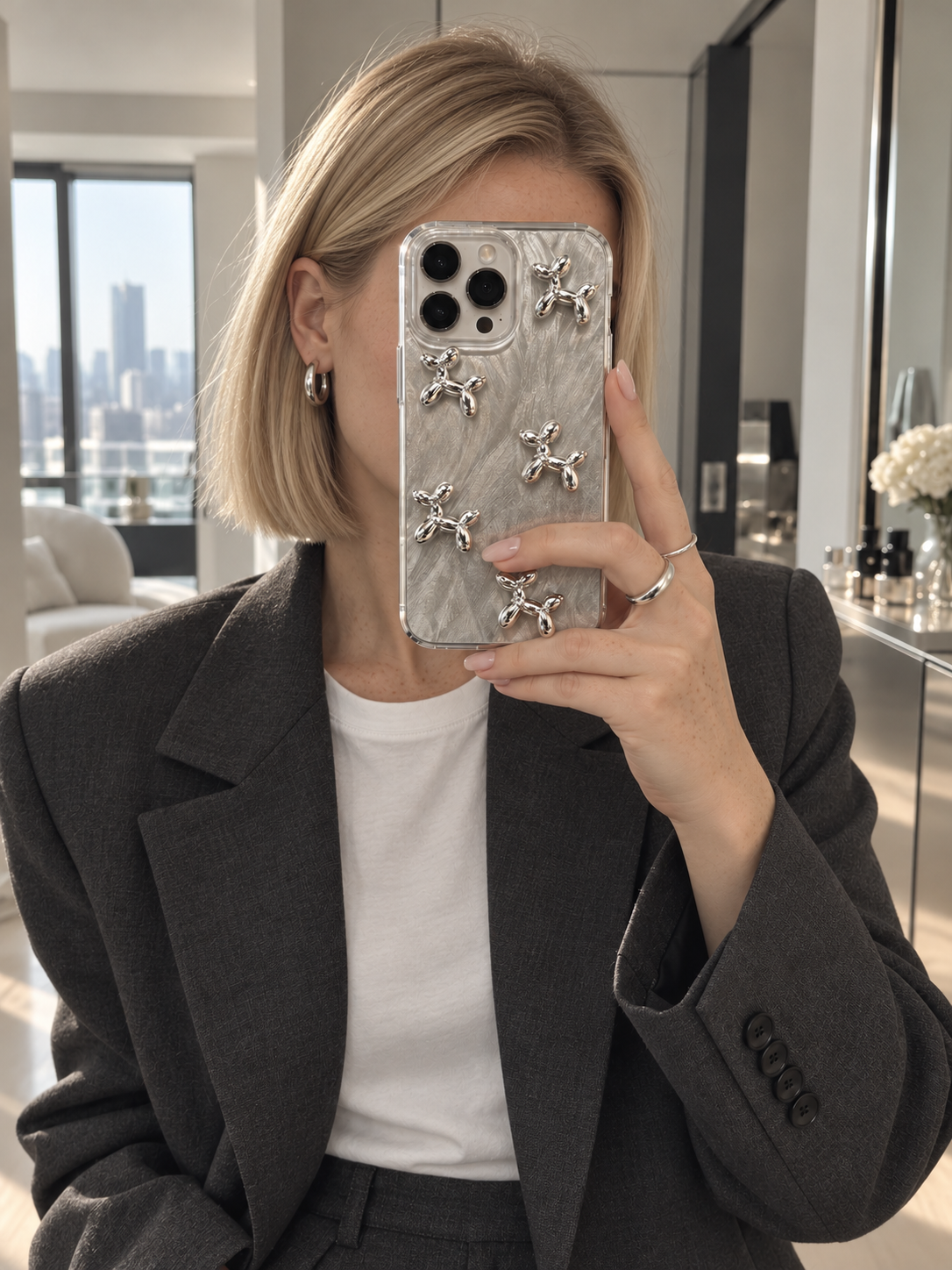 Silver Pup | 3D Ballon Dog iPhone Case