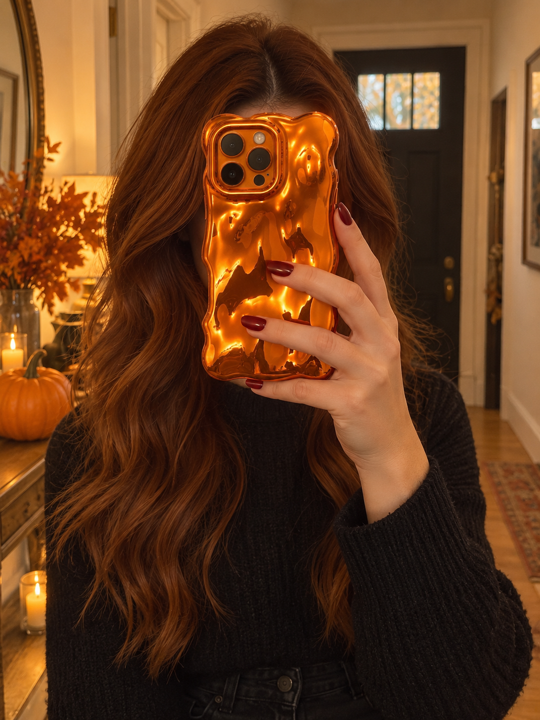 Pumpkin Glaze Metallic Orange Bubble iPhone Case