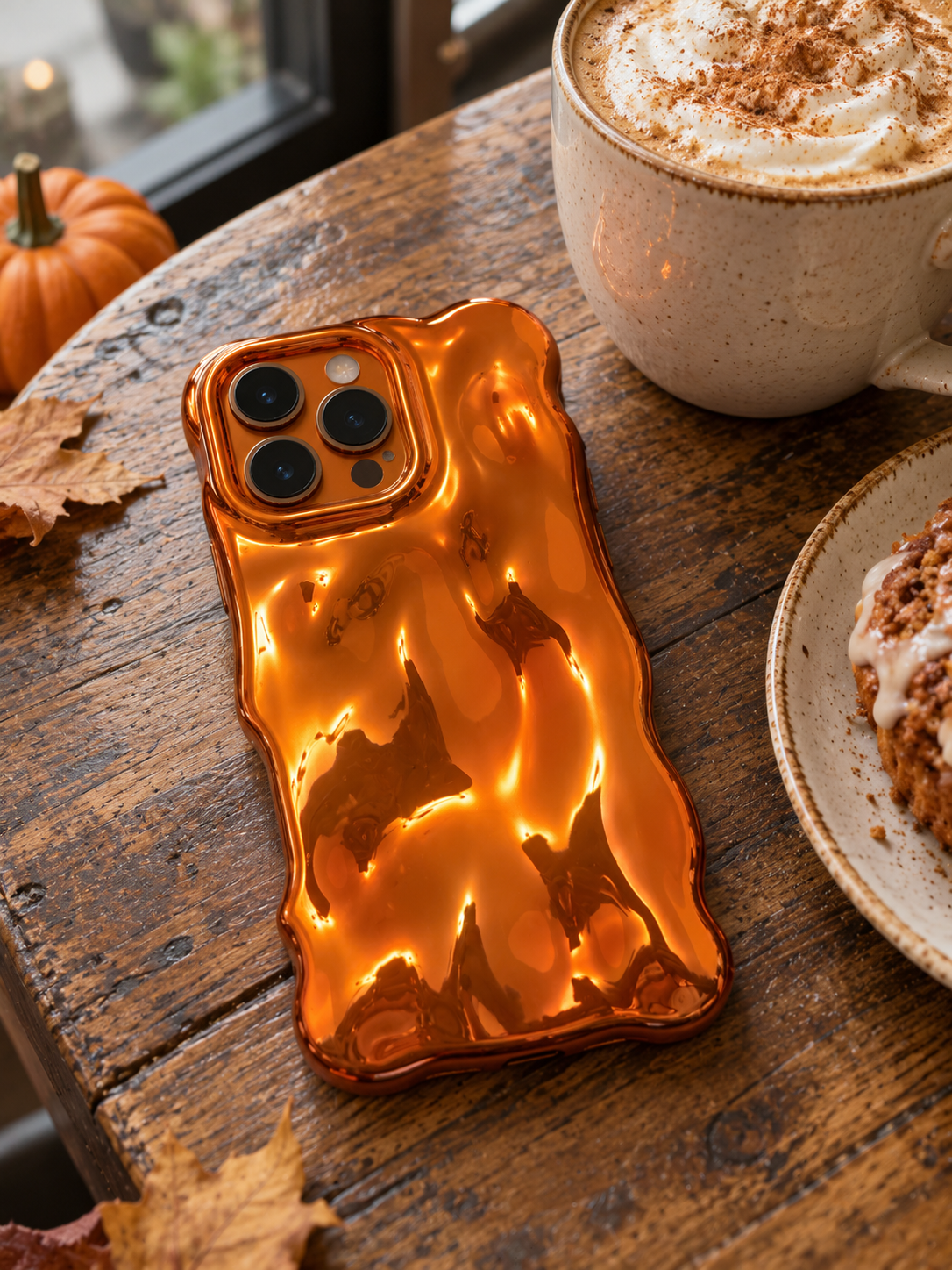 Pumpkin Glaze Metallic Orange Bubble iPhone Case