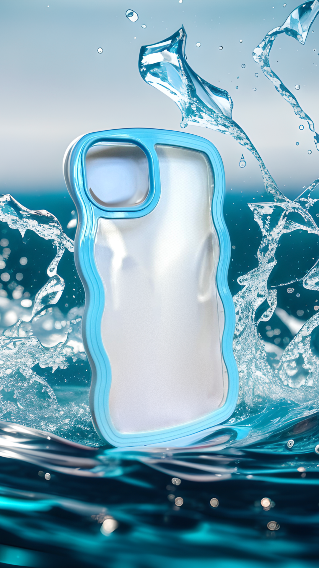 Wavy Edge Baby Blue Clear Phone Case