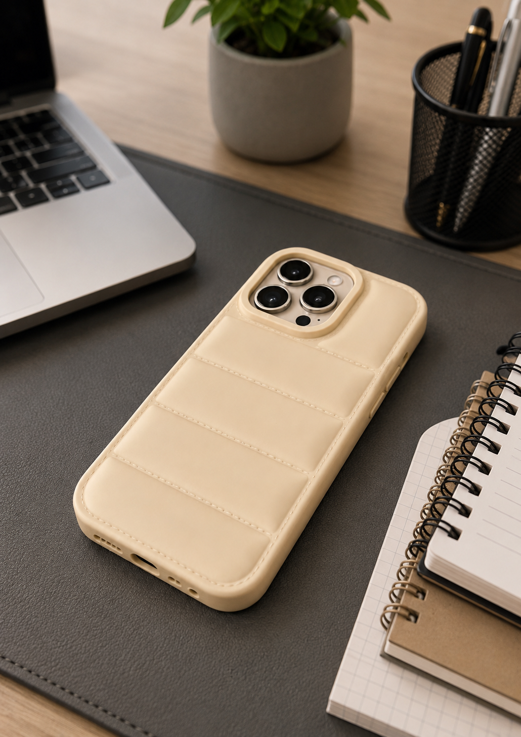 Cashmere Cream Quilted Phone Case