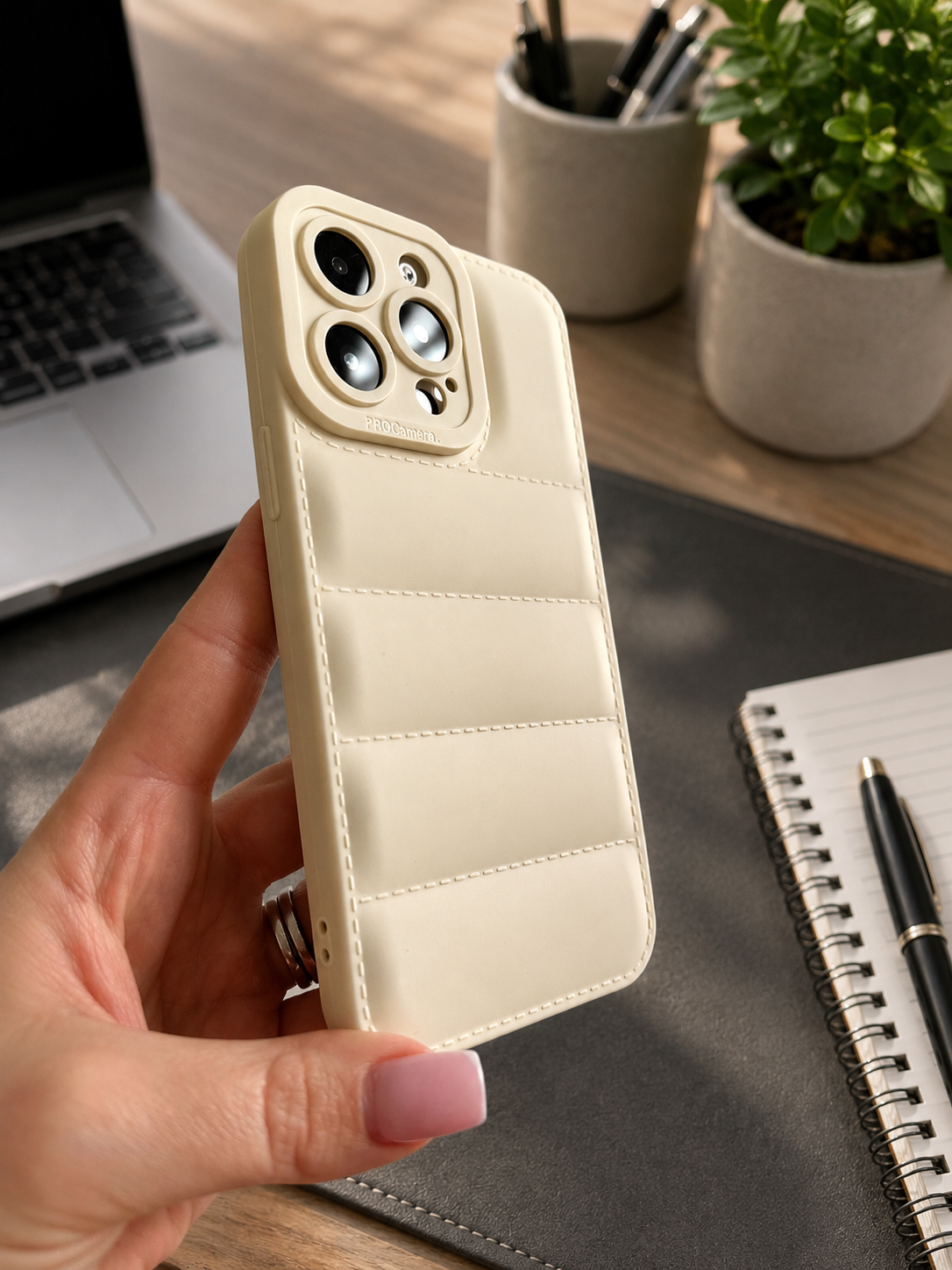 Cashmere Cream Quilted Phone Case