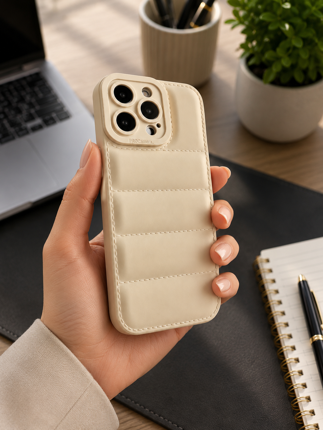 Cashmere Cream Quilted Phone Case
