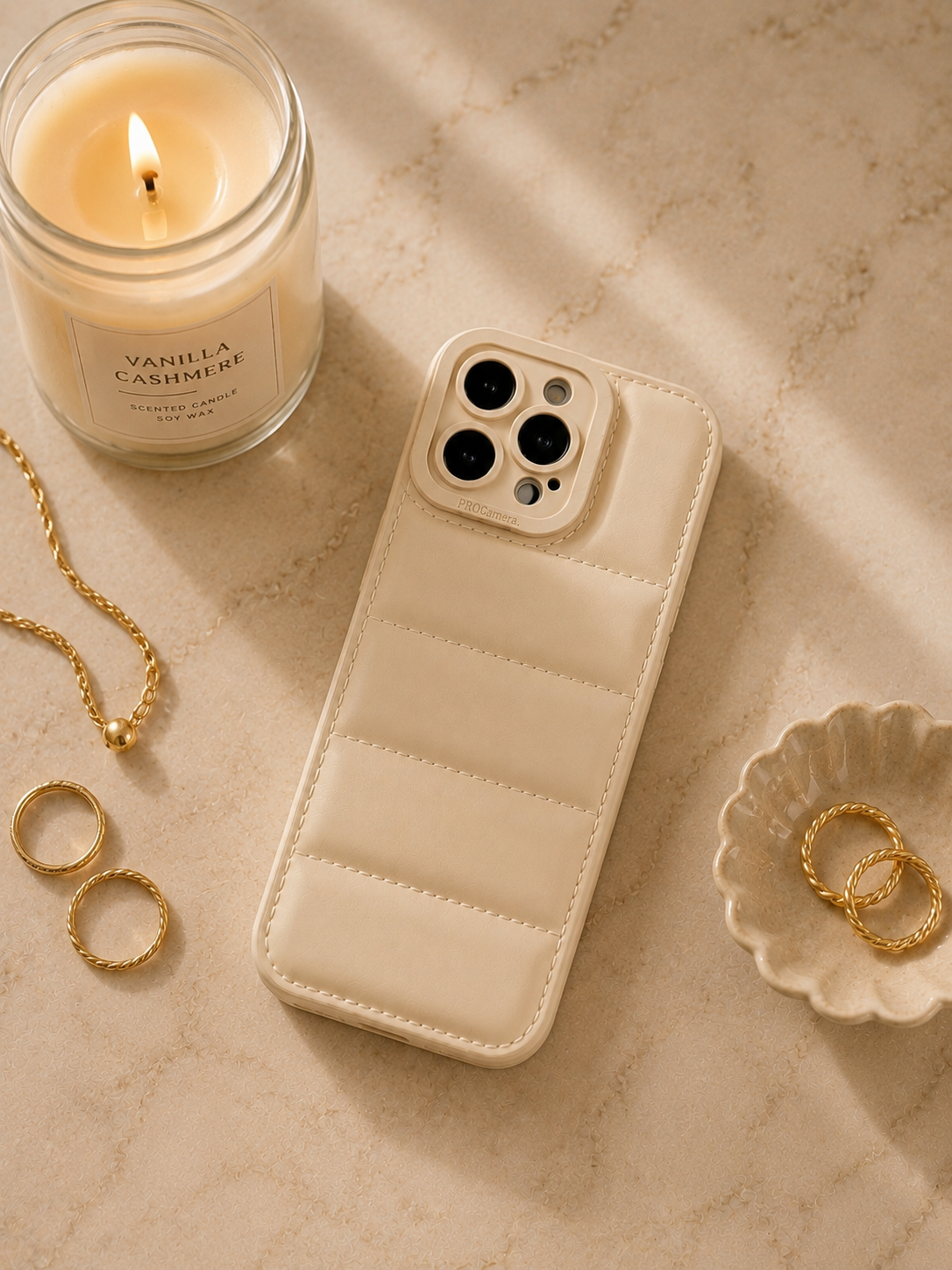 Cashmere Cream Quilted Phone Case