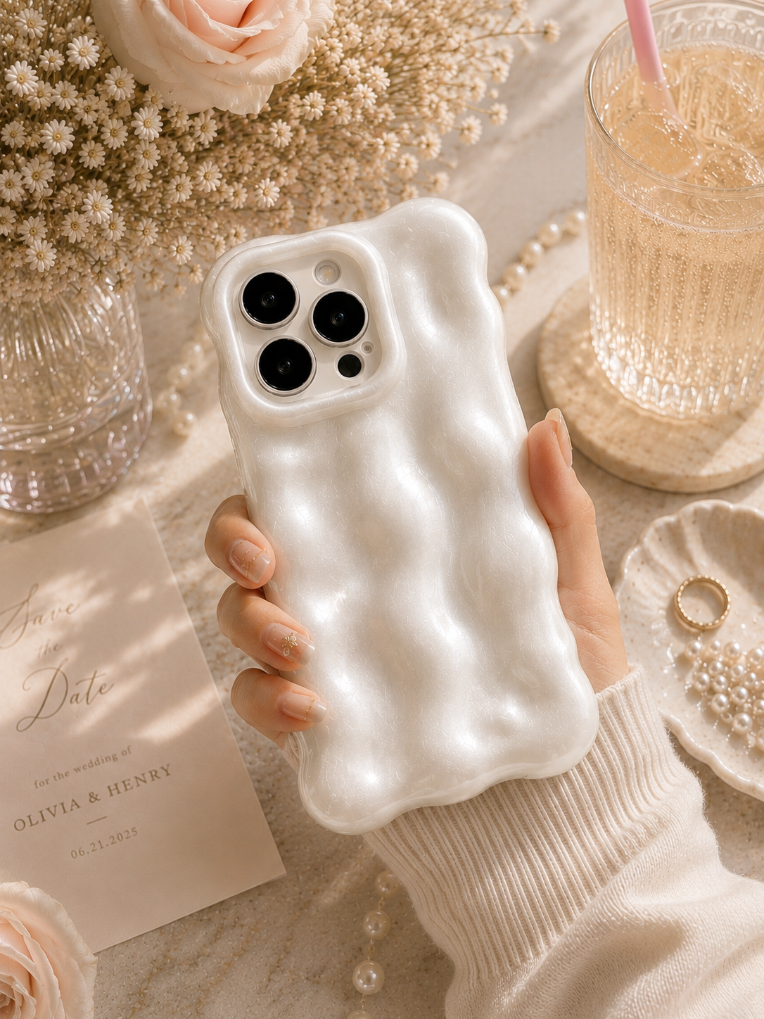 Pearly White Bubble Phone Case