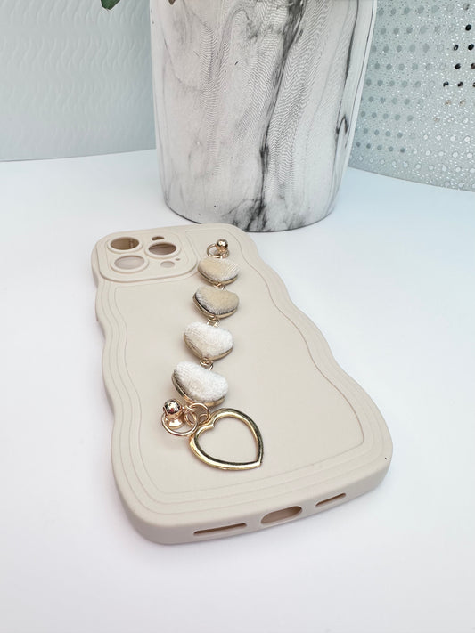 Wavy Edge Heart Embrace Cream Phone Case